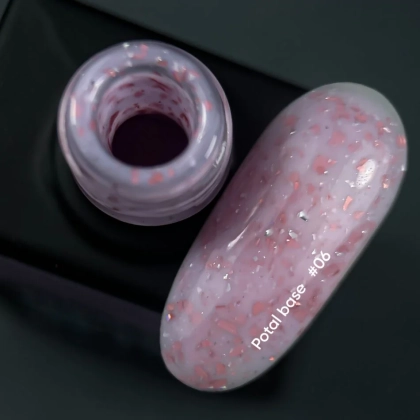 NAILSOFTHEDAY Potal base 06 – бледно-розовая база с медным поталем, 10 мл