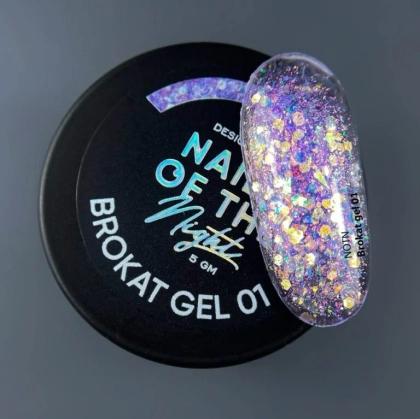 NAILSOFTHENIGHT Brokat gel 01 — дизайн гель с разноцветным брокатом и глитером для ногтей, 5 гм