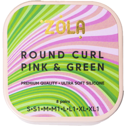 ZOLA ВАЛИКИ ДЛЯ ЛАМИНИРОВАНИЯ ROUND CURL PINK & GREEN (S, S1, M, M1, L, L1, XL, XL1)