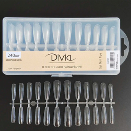 Divia - Гелевые типсы для наращивания ногтей "Балерина long"