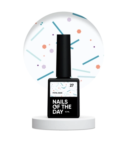 NAILSOFTHEDAY Potal base 27 – нежная молочная база с неоновыми пайетками, 10 мл