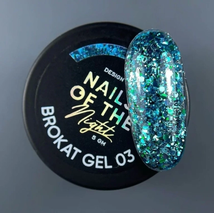 NAILSOFTHENIGHT Brokat gel 03 — дизайн гель з різнобарвним брокатом та глітером для нігтів, 5 гм