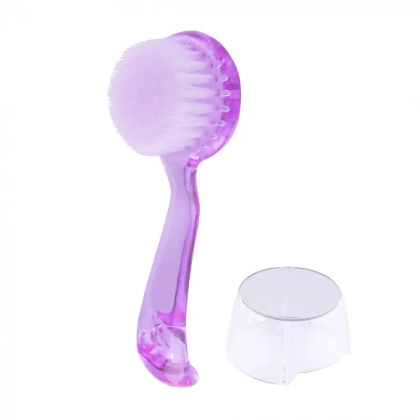 Щетка для удаления пыли, для ногтей с ручкой, круглая, фиолетовая