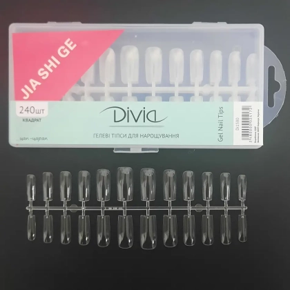 Divia Гелевые типсы для наращивания ногтей "Квадрат" (240 шт)