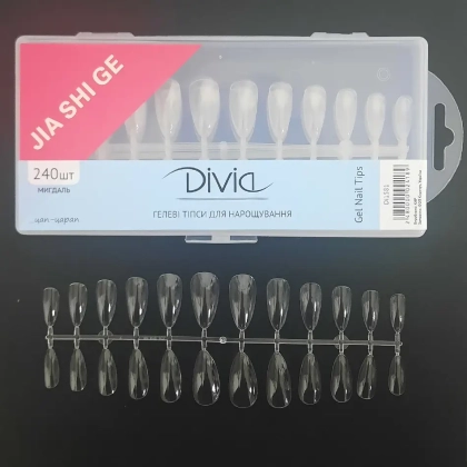 Divia Гелевые типсы для наращивания ногтей "Миндаль" (240 шт)