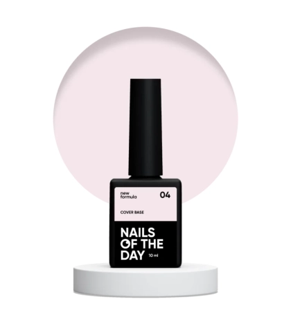 Nailsoftheday Cover base NEW Formula 04 — напівпрозоре пудрово–рожеве базове покриття для нігтів, 10 мл