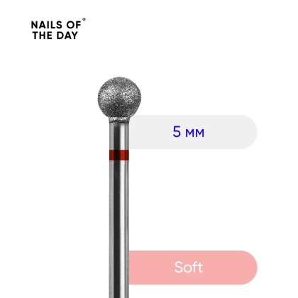 Фреза Nailsoftheday Шар — фреза алмазный шар красный, 5*4,8 мм