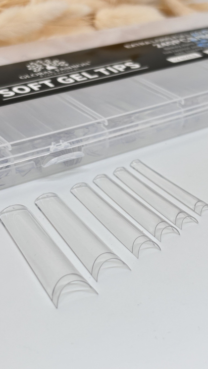 Гелевые типсы квадрат с короткой линией улыбки 240 шт GLOBAL