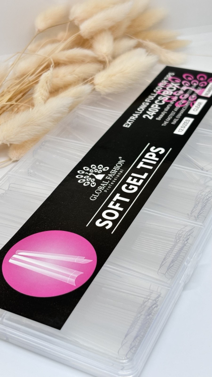 Геловые типсы балерина с короткой линией улыбки 240 шт GLOBAL