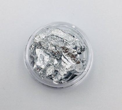 Фольга жатая в баночке (поталь)  серебро