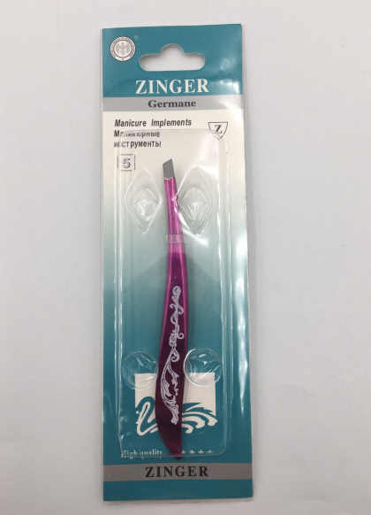 Пінцет для брів ZINGER, рожевий