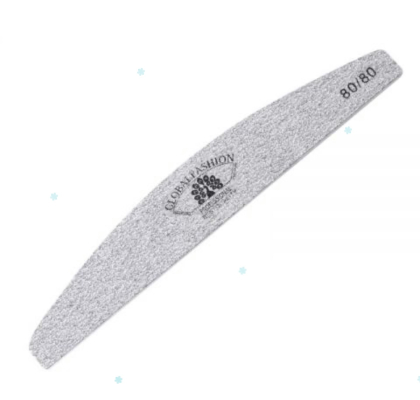 Пилка для ногтей Global Fashion, серая полумесяц,  80 / 80 грит