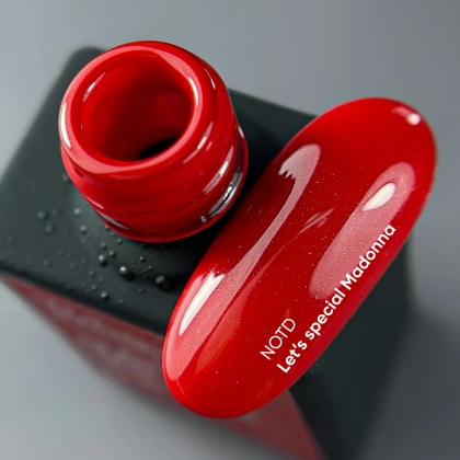 NAILSOFTHEDAY Let's special Madonna — красный с блестками гель-лак для ногтей, нахлест в один слой, 10 мл
