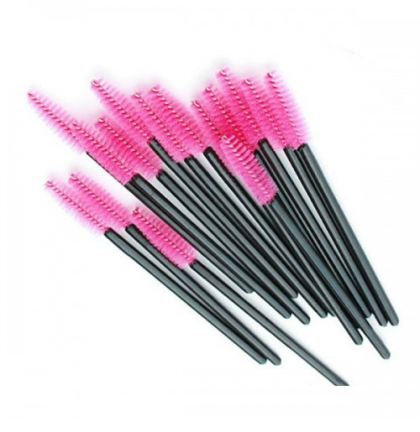 Щёточки для ресниц и бровей, 50 штук розовые