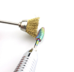 Насадка щітка для очистки фрез, металева, золото, велика, м’яка