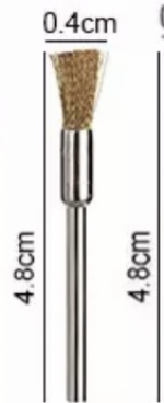 Насадка щітка для очистки фрез, металева, золото, маленька, м’яка